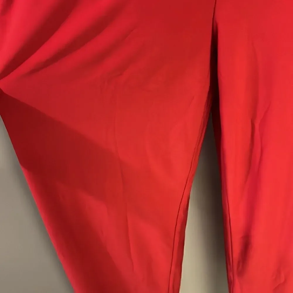 Bebe Red V-Neck Sleeveless Ruffled Wide Leg Back Zip-Up Jumpsuit- Size 6